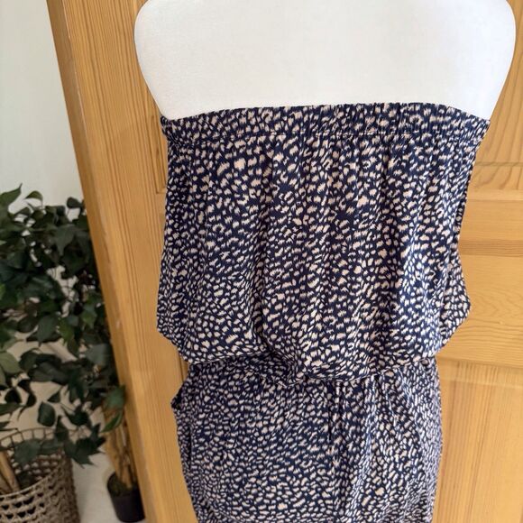 NANA USA Women's Black/Pink Jumpsuit Med Strapless Stretchy Waist Cropped Jogger - Picture 2 of 13